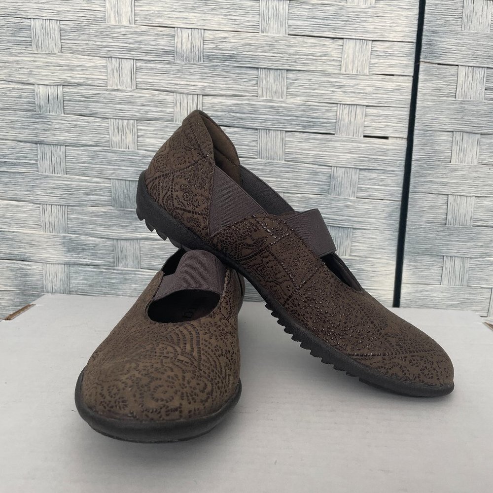 Sesto Meucci Sz 5.5 Brown Slip On Mary Jane Flats Shoes Made in Italy